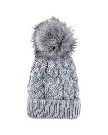 Caciula copii  pompon, fleece interior, gri, one size