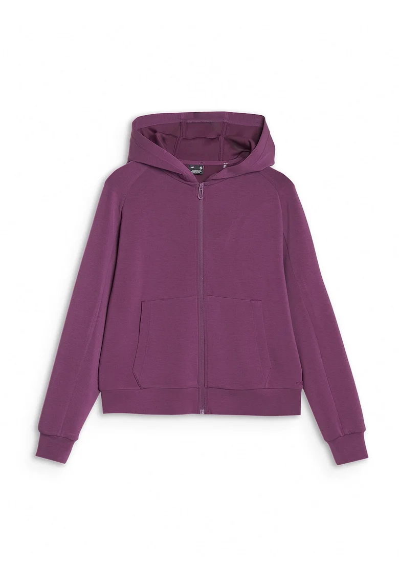 Hanorac Casual  pentru Femei cu Gluga si Fermoar, Tricot Interlock, Violet inchis, Sportstyle, Modal Comfort, XS-XXL