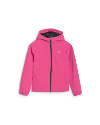 Jacheta softshell pentru fete,  rezistenta la vant, gluga, poliester, roz, hidrofob