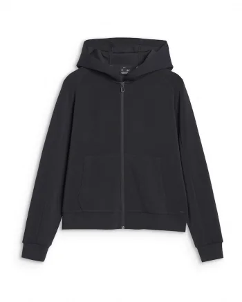 Hanorac dama  fermoar, modal/poliester, negru, Negru