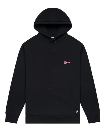 Hanorac barbati  fleece, negru, bumbac, cu gluga si buzunar cangur,