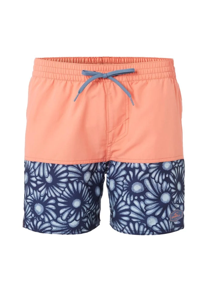 Costum de baie pentru barbati  design modern, talie elastica, corai si albastru, material rapid uscare