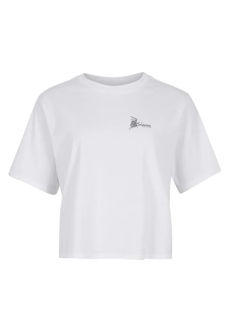 Tricou dama  Global Fire Lily, croiala regulata, imprimeu, Bumbac/Lyocell, Alb