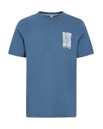 Tricou  bumbac, albastru, croiala regulata, decolteu rotund