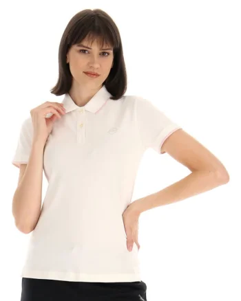 Tricou polo dama  elegant, bumbac, guler clasic, alb