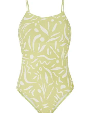Costum de baie  PRTDjesh, galben, material reciclat, cupe detasabile