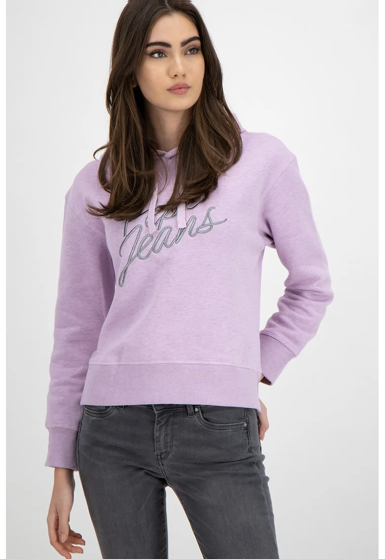 Hanorac din amestec de bumba corganic cu broderie in relief Carina, Lila