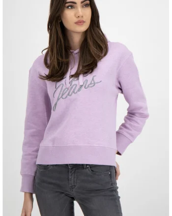 Hanorac din amestec de bumba corganic cu broderie in relief Carina, Lila