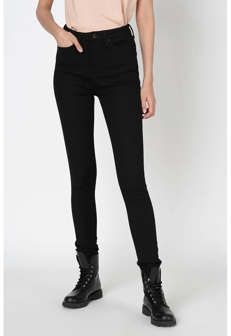 Blugi skinny cu talie inalta Dion, Negru