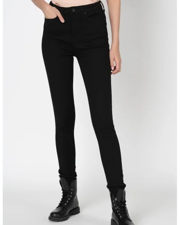 Blugi skinny cu talie inalta Dion, Negru