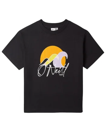 Tricou copii  imprimeu frontal, decolteu rotund, negru, bumbac