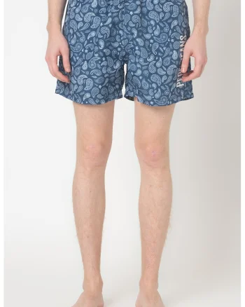 Pantaloni scurti de baie cu model paisley Hugo, Alb/Bleumarin