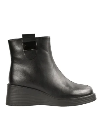 Ghete casual, dama, piele naturala,  WB70007, Negru
