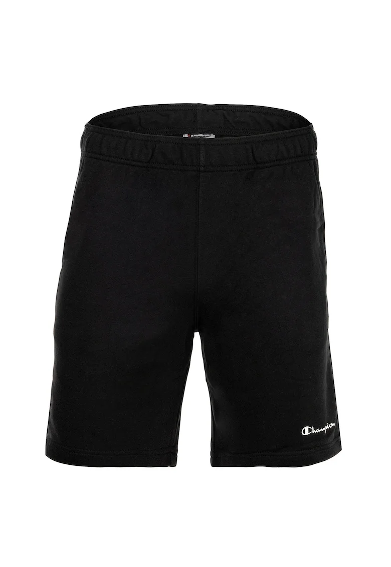 Pantaloni scurti din amestec de bumbac cu banda elastica in talie, Negru