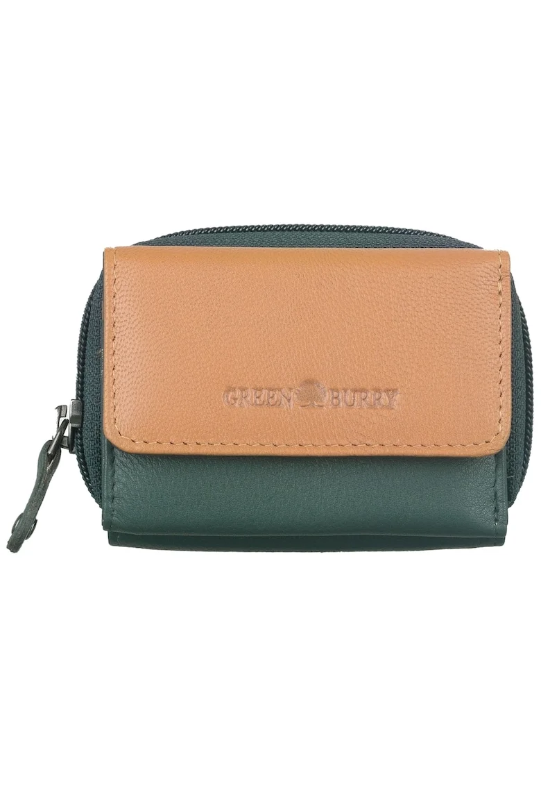 Portofel dama piele naturala 10 x 7 cm, Duett,, Verde/Bej