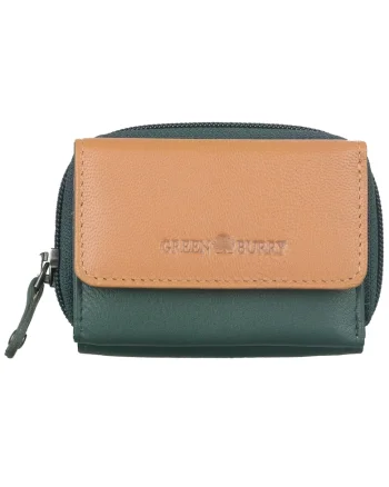 Portofel dama piele naturala 10 x 7 cm, Duett,, Verde/Bej