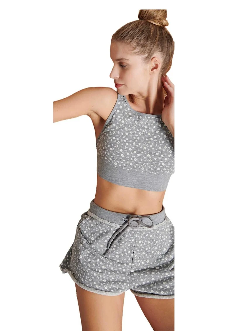 Pantaloni scurti dama Homewear,  Bumbac/Poliester, Gri