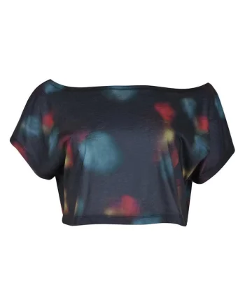 Tricou scurt dama  imprimeu integral, croiala lejera, poliester, multicolor