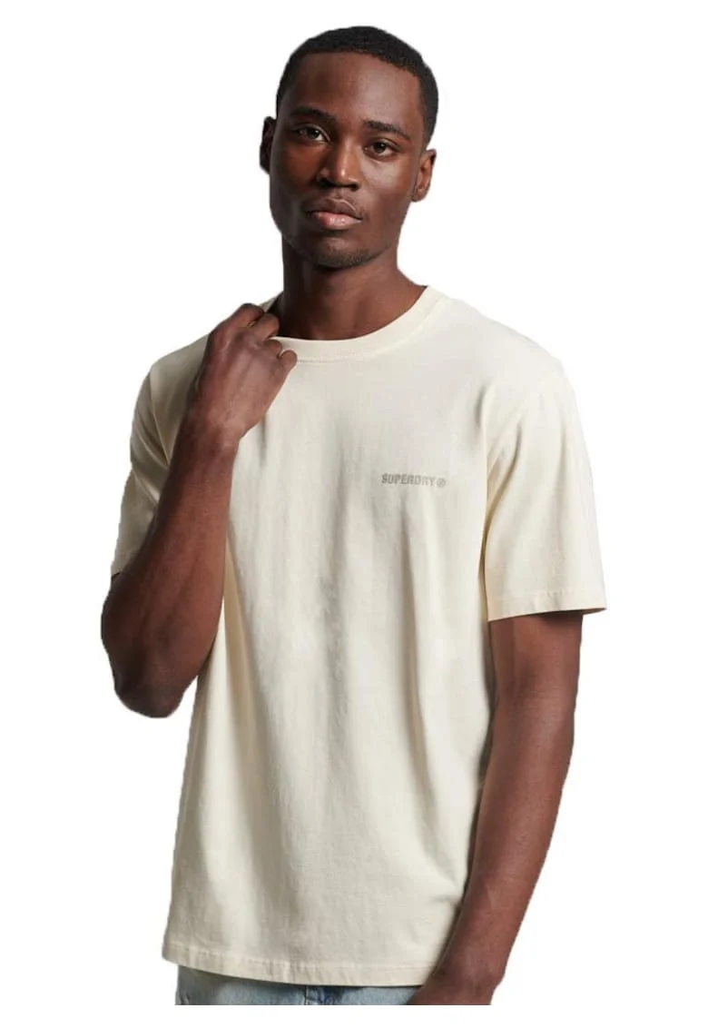 Tricou barbati Superdry, model Code Essential Overdyed, bej, material bumbac,