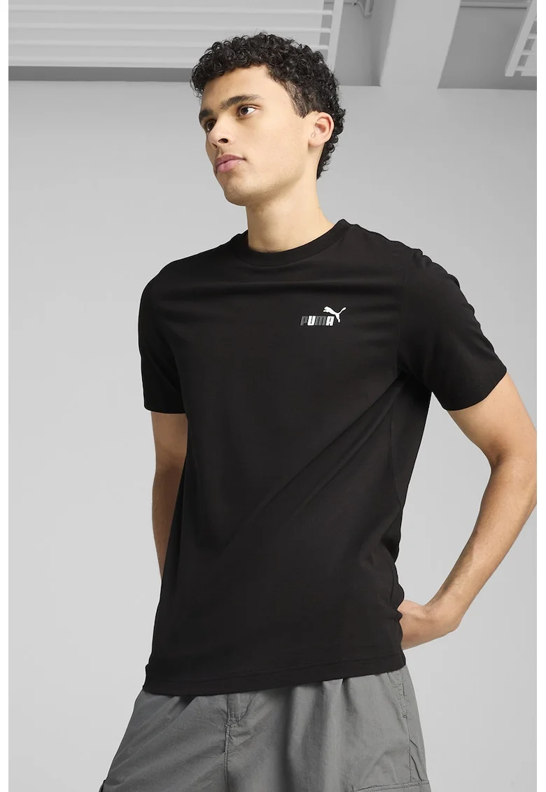 Tricou regular fit de bumbac cu model grafic, Negru/Gri deschis