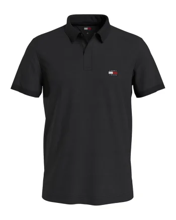 Tricou polo din bumbac cu logo pe piept, Negru