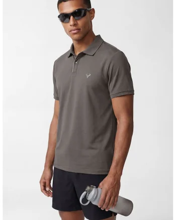 Tricou polo slim fit, Grej
