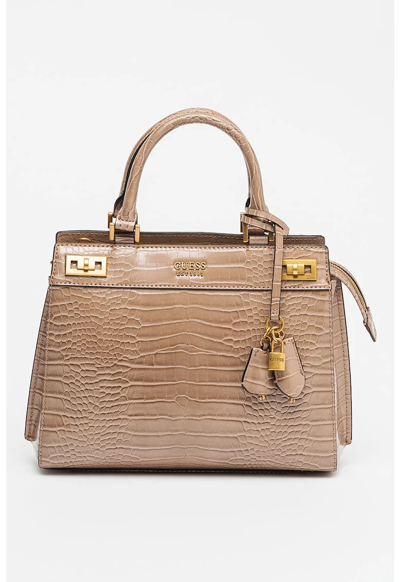 Geanta tote de piele ecologica cu model piele de crocodil Katey, Maro