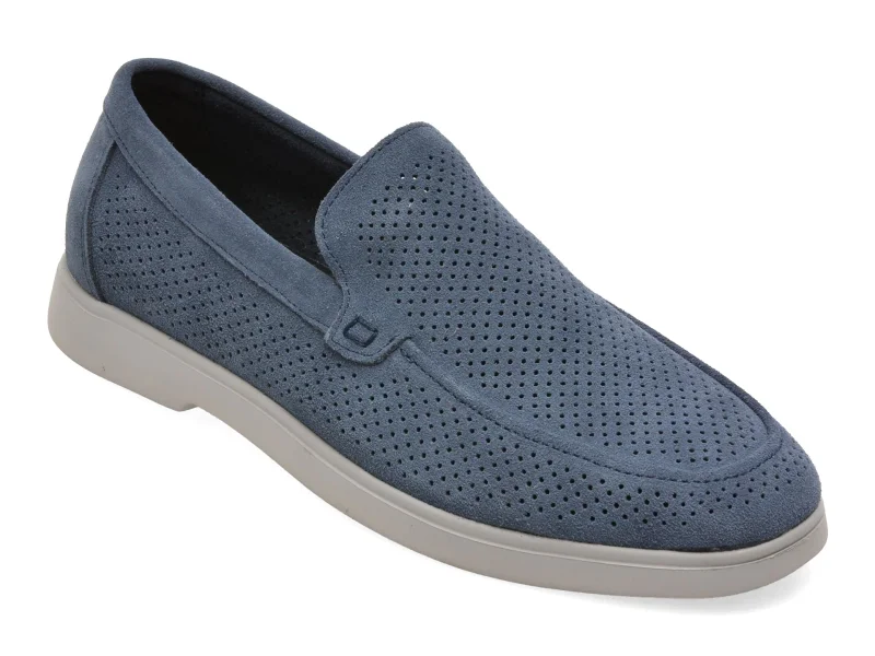Mocasini BITE THE BULLET bleumarin, Q305, din piele intoarsa
