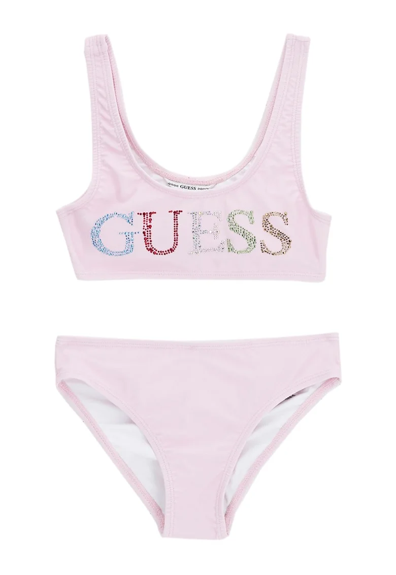 Costum de baie in doua piese cu logo cu strasuri