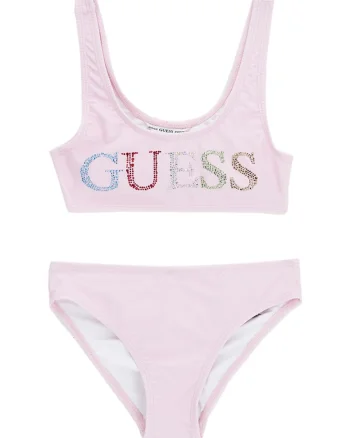 Costum de baie in doua piese cu logo cu strasuri
