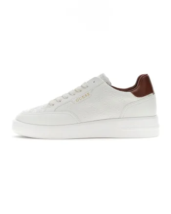 Pantofi sport din piele ecologica cu model monograma, Alb murdar