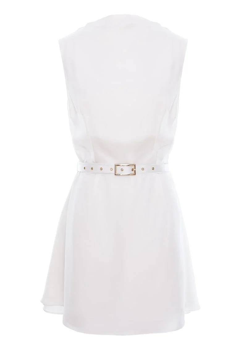 Rochie scurta in A din vascoza, Alb