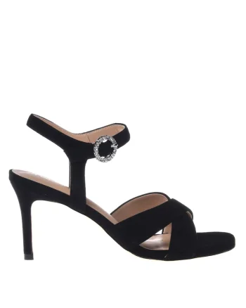 Sandale de piele intoarsa cu toc, Negru