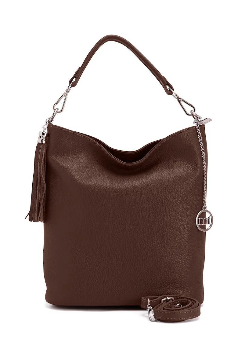 Geanta hobo din piele cu accesoriu cu canaf Sabaudia, Maro cognac
