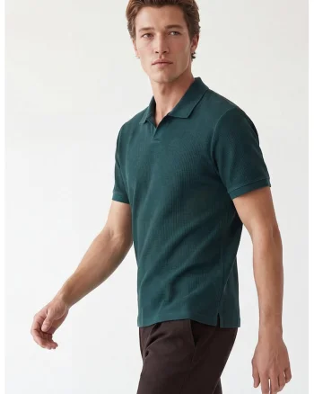 Tricou polo regular fit cu model uni, Albastru petrol