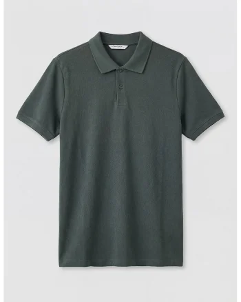 Tricou polo cu model uni, Verde inchis