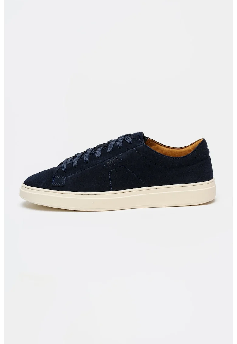 Pantofi sport low cut din piele intoarsa cu logo discret Kieran, Bleumarin