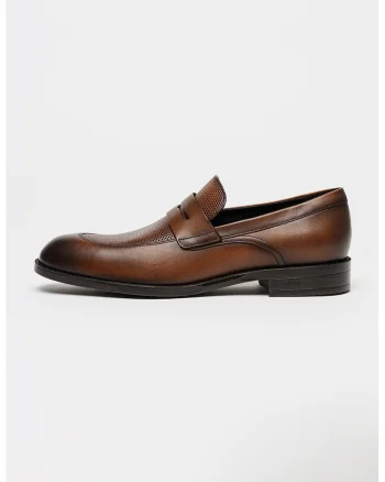 Pantofi loafer penny din piele Tayil, Maro inchis