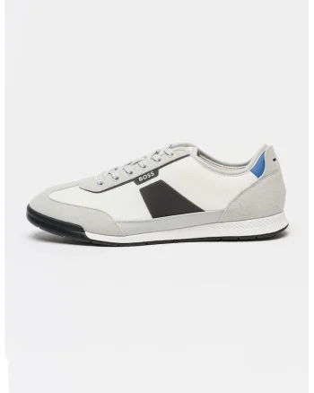 Pantofi sport Nitan din material textil cu garnituri de piele intoarsa, Gri deschis