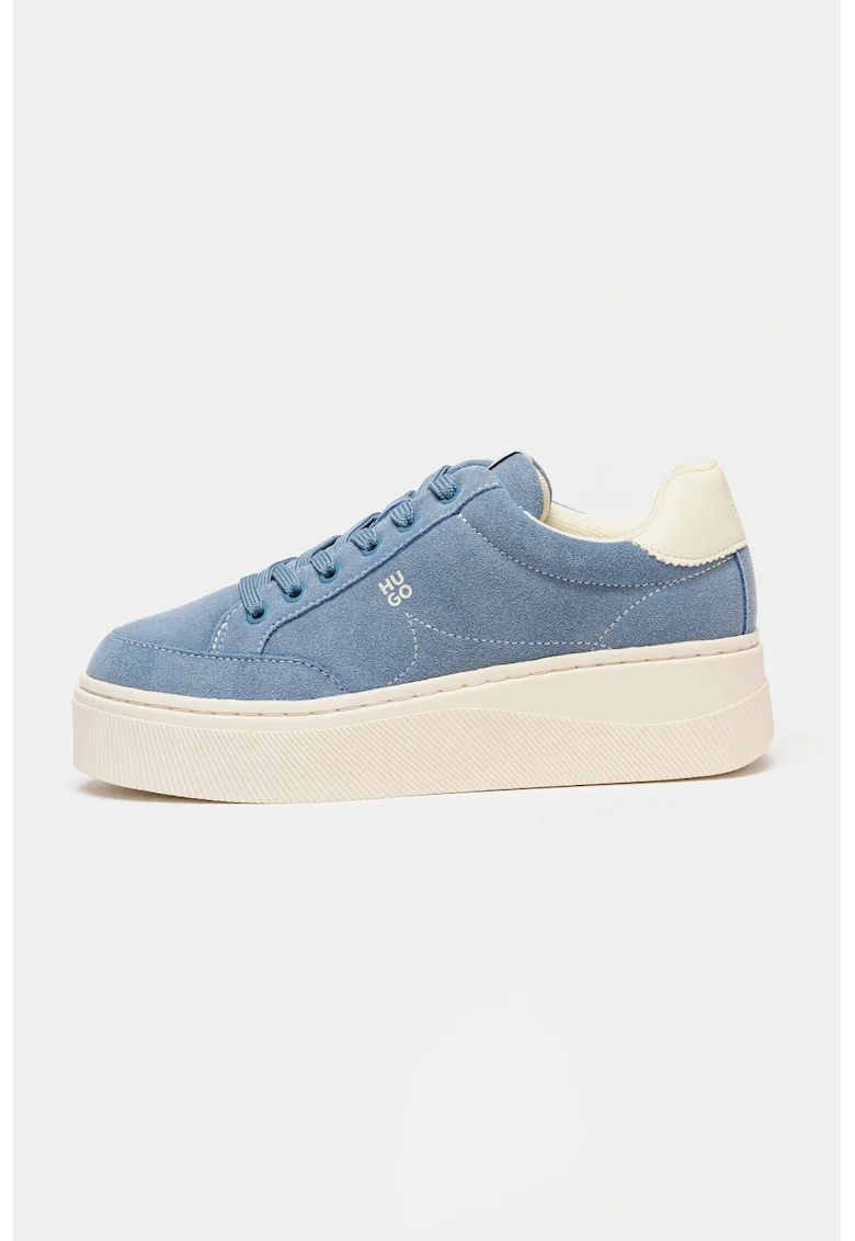 Pantofi sport din piele intoarsa cu talpa flatform Lyzz, Albastru prafuit