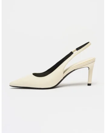 Pantofi din piele cu varf ascutit Gracey, Alb fildes