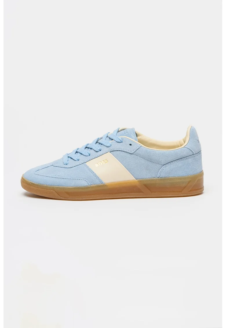 Pantofi sport din piele intoarsa cu logo Brenta, Albastru deschis