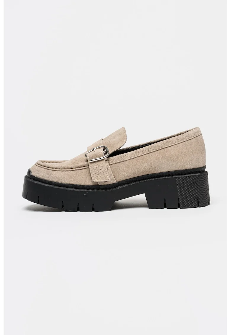 Pantofi loafer din piele intoarsa Kris, Maro nisip