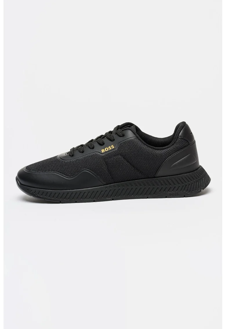 Pantofi sport din piele ecologica cu garnituri din material textil Titanium Runn, Negru