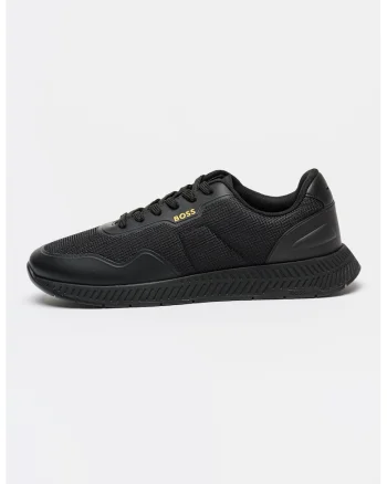 Pantofi sport din piele ecologica cu garnituri din material textil Titanium Runn, Negru