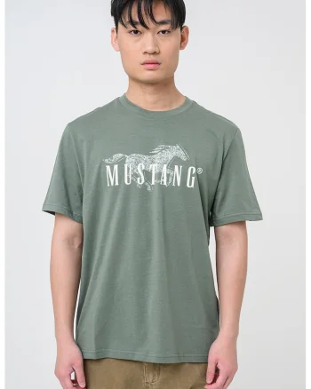 Tricou din bumbac cu imprimeu logo Austin, Alb fildes/Verde sparanghel