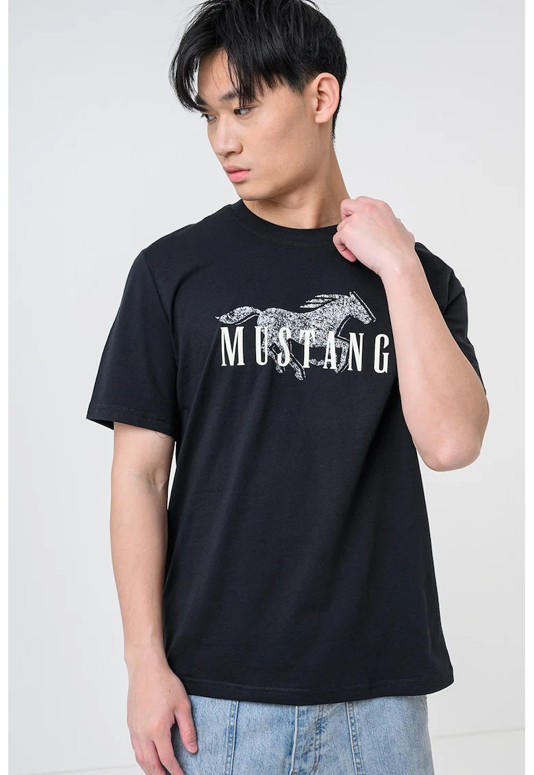 Tricou din bumbac cu imprimeu logo Austin, Negru/Gri deschis