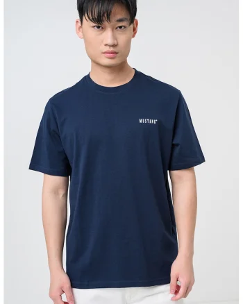 Tricou regular fit cu decolteu la baza gatului, Bleumarin