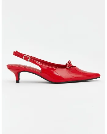 Pantofi slingback din piele ecologica, Rosu