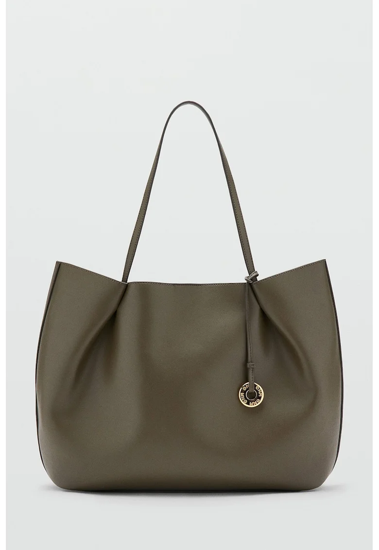 Geanta shopper de piele ecologica cu talisman, Verde padure